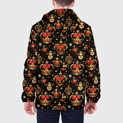 Мужская куртка Сердечки в золотых коронах / 3D-Черный – фото 4