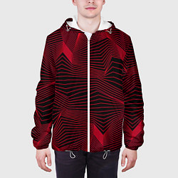 Куртка с капюшоном мужская Геометрическая волны, цвет: 3D-белый — фото 2