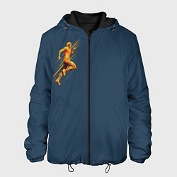 Куртка с капюшоном мужская Золотой бегущий человек, цвет: 3D-черный