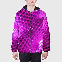 Куртка с капюшоном мужская Розовые объемные соты, цвет: 3D-черный — фото 2