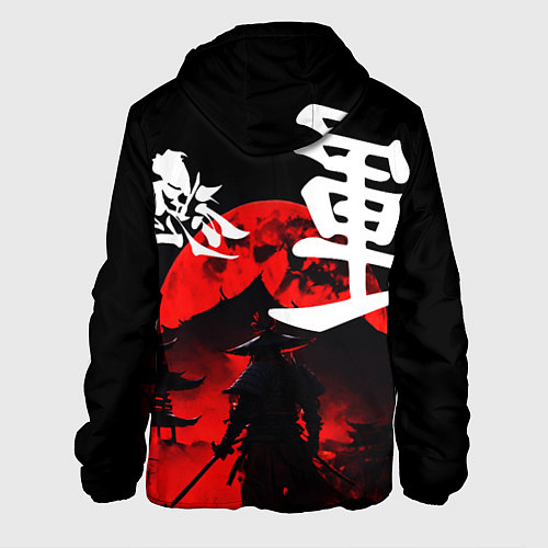 Мужская куртка Японский самурай и красная луна / 3D-Белый – фото 2