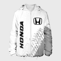 Куртка с капюшоном мужская Honda speed на светлом фоне со следами шин: надпис, цвет: 3D-белый