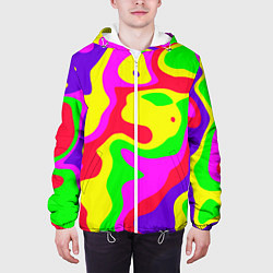 Куртка с капюшоном мужская Абстракция пять цветов, цвет: 3D-белый — фото 2