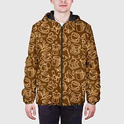 Куртка с капюшоном мужская Кофе и чай - коричневый, цвет: 3D-черный — фото 2