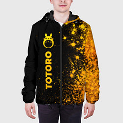 Куртка с капюшоном мужская Totoro - gold gradient: по-вертикали, цвет: 3D-черный — фото 2