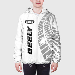 Куртка с капюшоном мужская Geely speed на светлом фоне со следами шин: по-вер, цвет: 3D-белый — фото 2