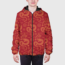Куртка с капюшоном мужская Dragon red pattern, цвет: 3D-черный — фото 2