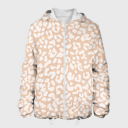 Куртка с капюшоном мужская Нежный леопард паттерн, цвет: 3D-белый