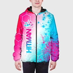 Куртка с капюшоном мужская Hitman neon gradient style: по-вертикали, цвет: 3D-черный — фото 2