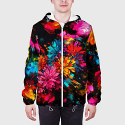 Куртка с капюшоном мужская Краски и цветы, цвет: 3D-белый — фото 2