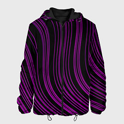 Куртка с капюшоном мужская Абстракция фиолетовые линии, цвет: 3D-черный