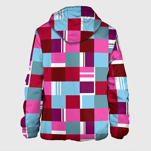 Мужская куртка Ретро квадраты вишнёвые / 3D-Черный – фото 2