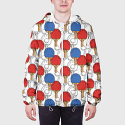 Куртка с капюшоном мужская Настольный теннис - ракетки, цвет: 3D-белый — фото 2