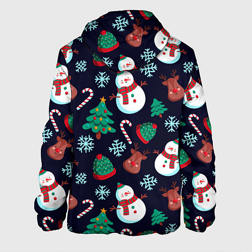 Мужская куртка Снеговички с рождественскими оленями и елками / 3D-Белый – фото 2