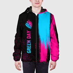 Куртка с капюшоном мужская Green Day - neon gradient: по-вертикали, цвет: 3D-черный — фото 2