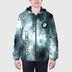 Куртка с капюшоном мужская Bmw смок текстура, цвет: 3D-черный — фото 2