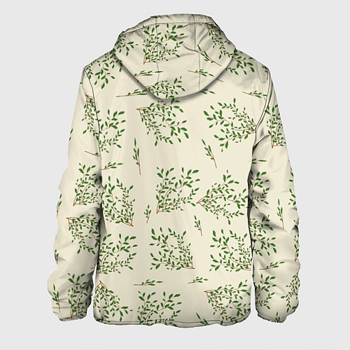 Мужская куртка Веточки с зелеными листьями / 3D-Белый – фото 2