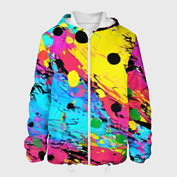 Куртка с капюшоном мужская Цветная абстракция - живопись, цвет: 3D-белый