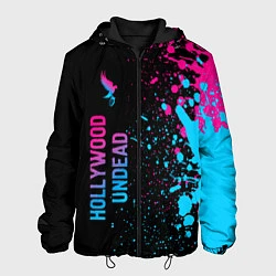 Куртка с капюшоном мужская Hollywood Undead - neon gradient: по-вертикали, цвет: 3D-черный