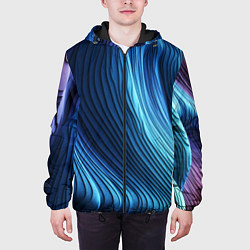 Куртка с капюшоном мужская Трехмерные волны, цвет: 3D-черный — фото 2
