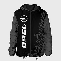 Куртка с капюшоном мужская Opel speed на темном фоне со следами шин: по-верти, цвет: 3D-черный