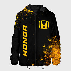 Куртка с капюшоном мужская Honda - gold gradient: надпись, символ, цвет: 3D-черный