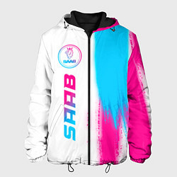 Куртка с капюшоном мужская Saab neon gradient style: по-вертикали, цвет: 3D-черный