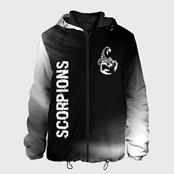 Мужская куртка Scorpions glitch на темном фоне вертикально
