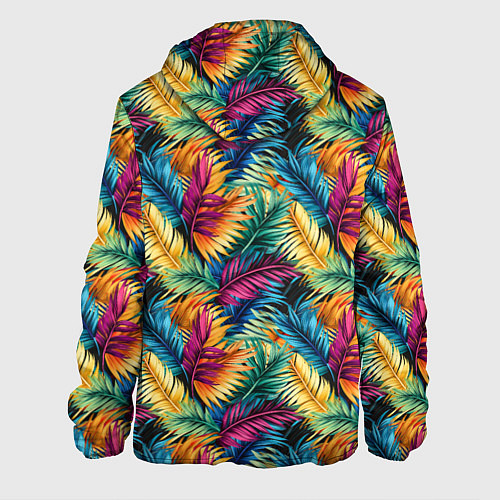 Мужская куртка Разноцветные пальмовые листья паттерн / 3D-Белый – фото 2