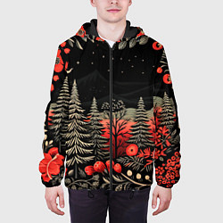 Куртка с капюшоном мужская Новогодняя темная ночь, цвет: 3D-черный — фото 2