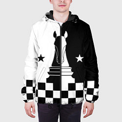 Куртка с капюшоном мужская Шахматный конь, цвет: 3D-черный — фото 2