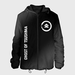 Куртка с капюшоном мужская Ghost of Tsushima glitch на темном фоне вертикальн, цвет: 3D-черный