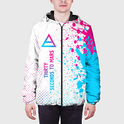 Куртка с капюшоном мужская Thirty Seconds to Mars neon gradient style: по-вер, цвет: 3D-черный — фото 2
