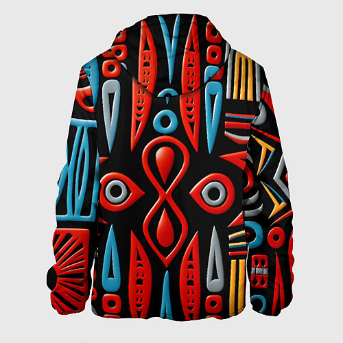 Мужская куртка Красно-синий узор в африканском стиле / 3D-Белый – фото 2