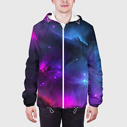 Куртка с капюшоном мужская Бескрайний космос фиолетовый, цвет: 3D-белый — фото 2