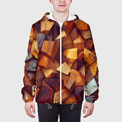 Куртка с капюшоном мужская Паттерн камни и кристаллы, цвет: 3D-белый — фото 2