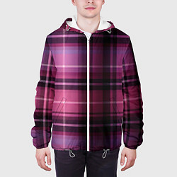 Куртка с капюшоном мужская Фиолетовая шотландская клетка, цвет: 3D-белый — фото 2