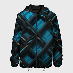 Куртка с капюшоном мужская Тёмно-синяя диагональная клетка, цвет: 3D-черный