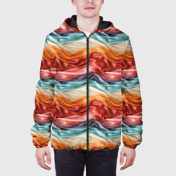 Куртка с капюшоном мужская Разноцветные полосы текстура ткани, цвет: 3D-черный — фото 2