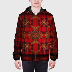 Куртка с капюшоном мужская Красная шотландская клетка royal stewart, цвет: 3D-черный — фото 2