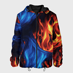 Куртка с капюшоном мужская Огонь и вода как две стихии, цвет: 3D-черный