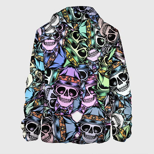 Мужская куртка Разноцветные черепа в кепке паттерн / 3D-Белый – фото 2