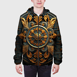 Куртка с капюшоном мужская Круглый орнамент в викингском стиле, цвет: 3D-черный — фото 2