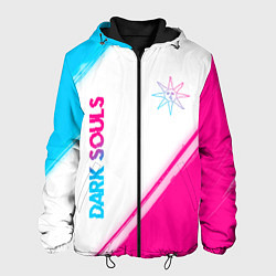 Куртка с капюшоном мужская Dark Souls neon gradient style вертикально, цвет: 3D-черный