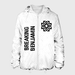 Куртка с капюшоном мужская Breaking Benjamin glitch на светлом фоне вертикаль, цвет: 3D-белый