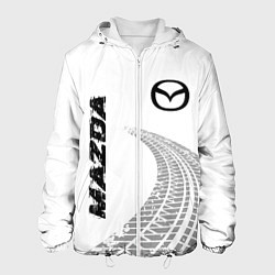 Мужская куртка Mazda speed на светлом фоне со следами шин вертика