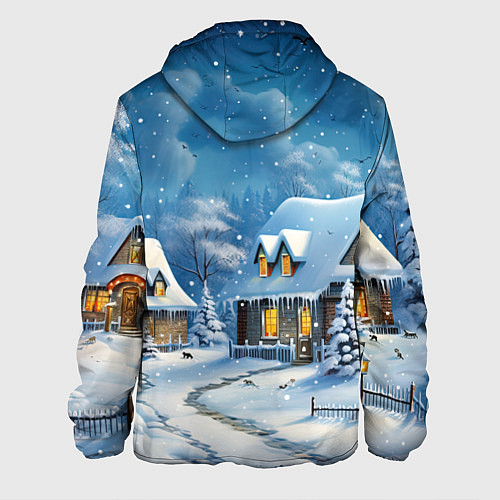 Мужская куртка Новогодние каникулы в деревне / 3D-Черный – фото 2