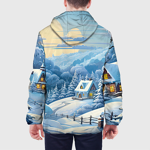 Мужская куртка Зима в деревне / 3D-Черный – фото 4