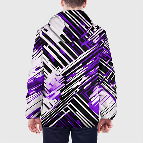 Мужская куртка Киберпанк линии белые и фиолетовые / 3D-Черный – фото 4