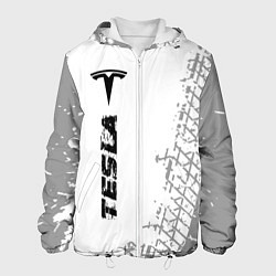 Мужская куртка Tesla speed на светлом фоне со следами шин по-верт